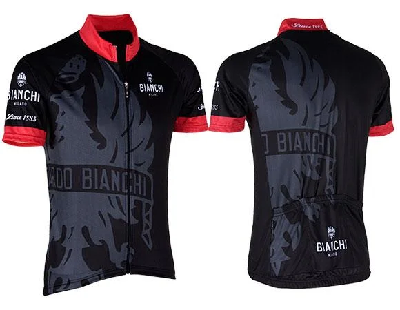 Bianchi Milano Cinca Long Zip Short Sleeve Jersey- Black Summer Jersey Tee