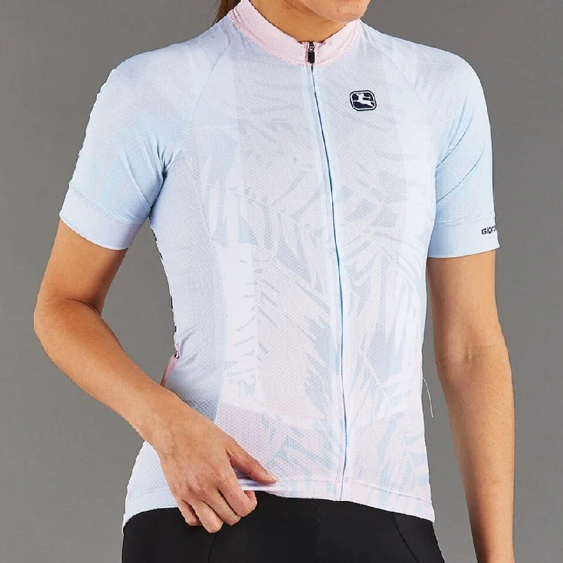 Giordana Women's Tenax Pro Moda Portofino Cycling Jersey - Baby Blue-Pink Scoop Neck Jersey Top Giordana Women's Tenax Pro Moda Portofino Cycling Jersey - Baby Blue-Pink Scoop Neck Jersey Top