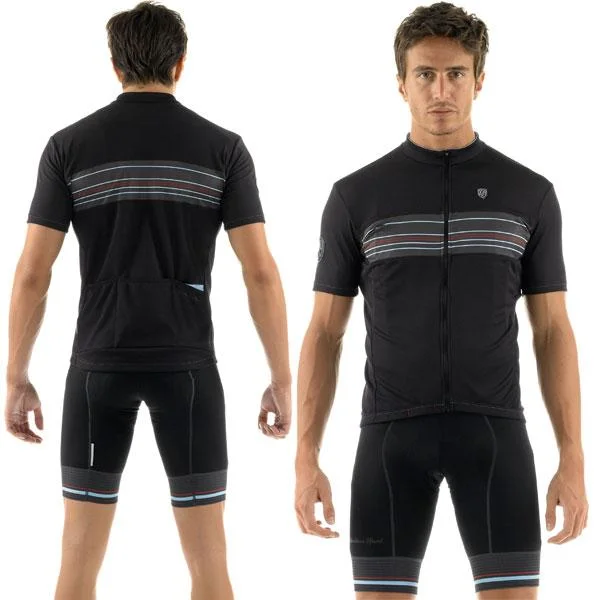 Giordana Sport Stripe Short Sleeve Jersey - Black-Blue Lightweight Jersey Top