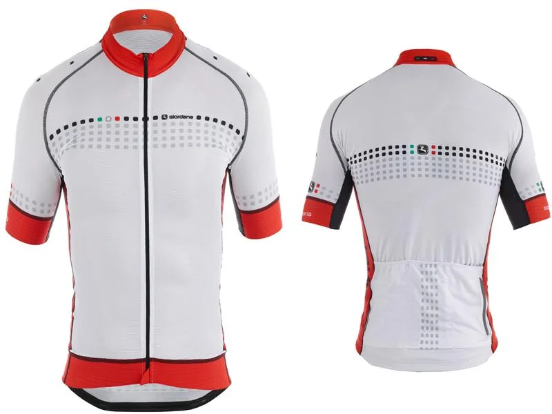 Giordana FR-C Short Sleeve Jersey "Forte" White-Red One Shoulder Jersey Shirt