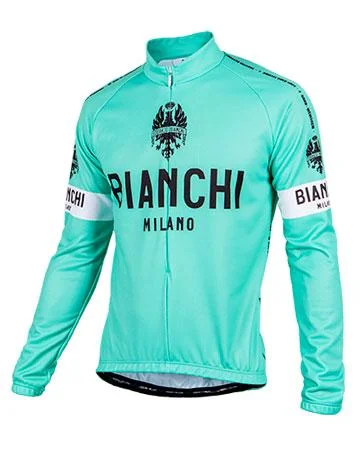 Bianchi Milano Leggenda Long Sleeve Jerseys - Classic Celeste Polka Dot Jersey Shirt