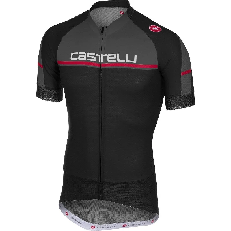 Castelli Distanza FZ Jersey - Black Short Sleeve Jersey Top