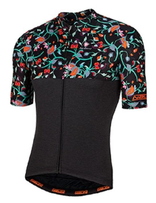 Nalini San Babila Short Sleeve Jersey - Black-Floral Art Handmade Jersey Tee