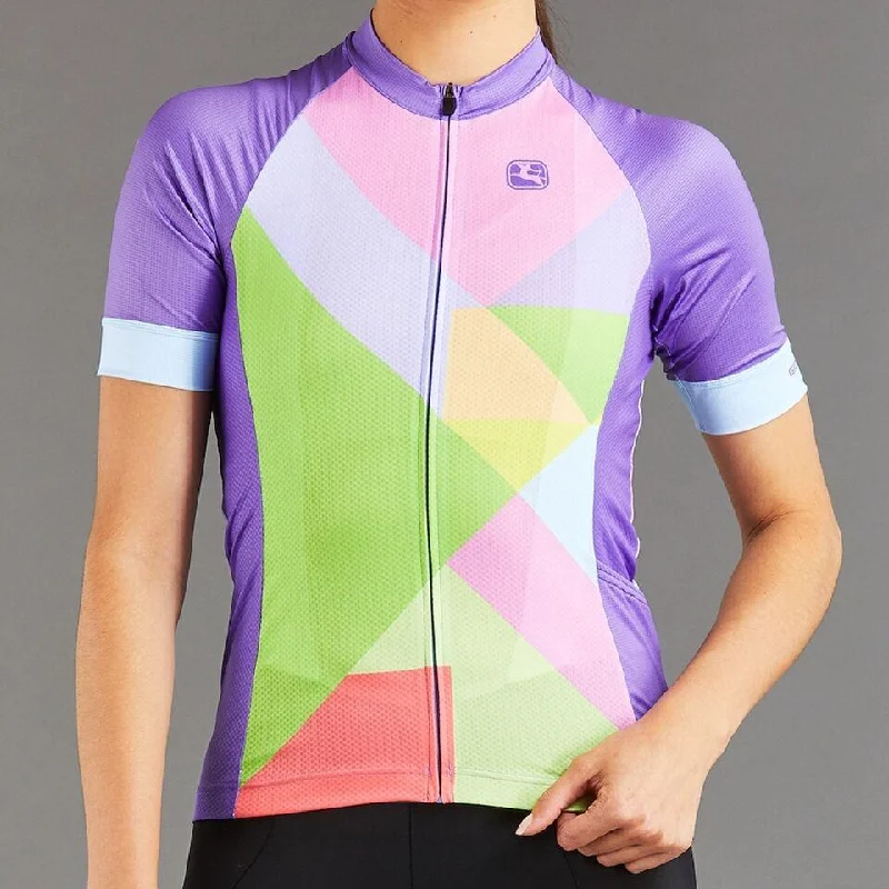 Giordana Women's Tenax Pro Moda Geometria Cycling Jersey - Purple-Mint-Pink Off Shoulder Jersey Top Giordana Women's Tenax Pro Moda Geometria Cycling Jersey - Purple-Mint-Pink Off Shoulder Jersey Top
