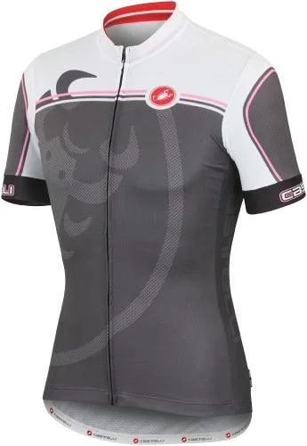 Castelli Velocissimo Giro Jersey FZ Anthracite-White-Lime Animal Print Jersey Tee