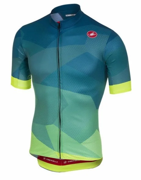 Castelli Flusso FZ Short Sleeve Jersey - Blue-Fluo Travel Jersey Tee