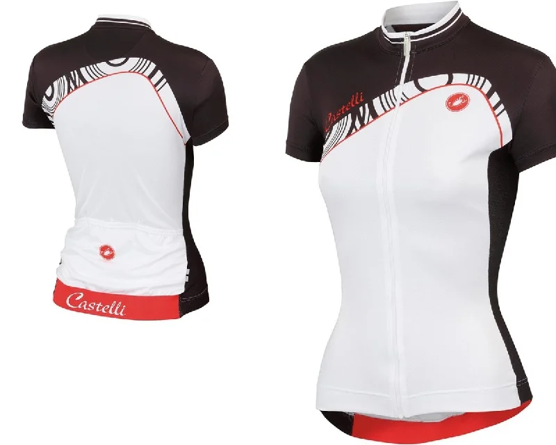 Castelli Tesoro Jersey Full Zip White-Black Geometric Jersey Top