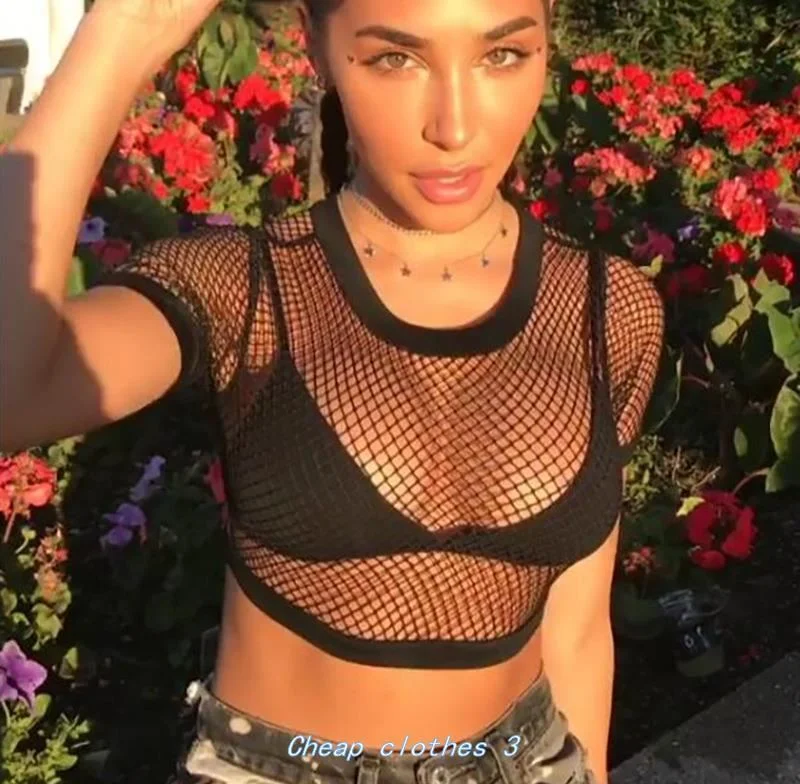 Women's Urban Style Sheer Fishhet Mesh Crop Top Denim Fabric Leather Fabric Suede Fabric Women's Urban Style Sheer Fishhet Mesh Crop Top Denim Fabric Leather Fabric Suede Fabric