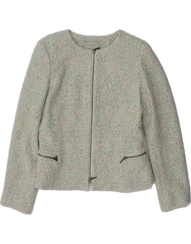 HOBBS Womens Blazer Jacket UK 12 Medium Multicoloured Cotton Satin Fabric Silk Fabric Chiffon Fabric