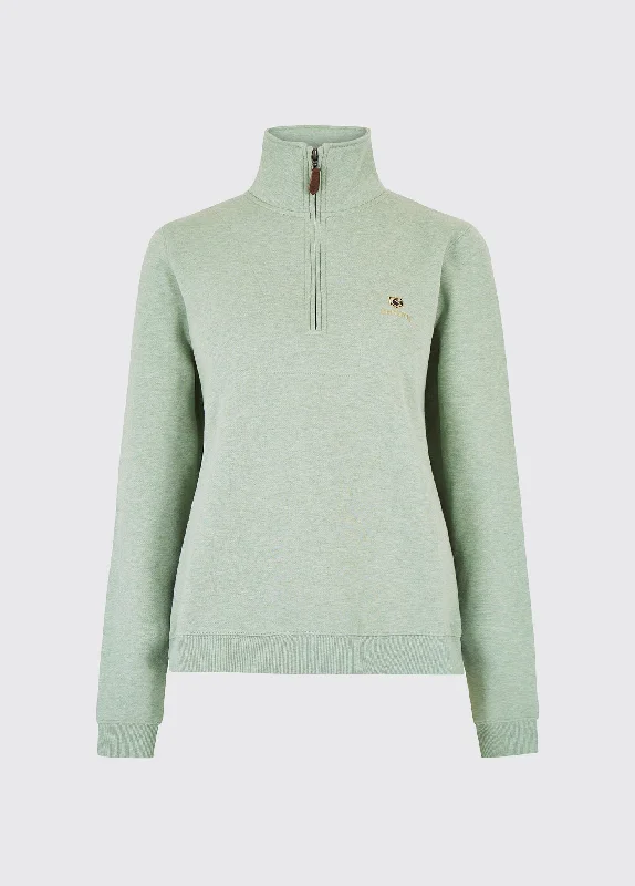 Castlemartyr Women's Quarter Zip Sweatshirt - Sage Hoodie with Ribbed Neckline Snug Warm Castlemartyr Women's Quarter Zip Sweatshirt - Sage Hoodie with Ribbed Neckline Snug Warm