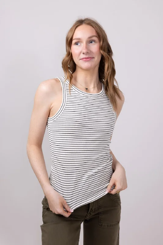 Thread & Supply Edlin Stripe Tank Top for Women in Cream Black | T2338BRTS-CREAMBLACK print tank top Thread & Supply Edlin Stripe Tank Top for Women in Cream Black | T2338BRTS-CREAMBLACK print tank top