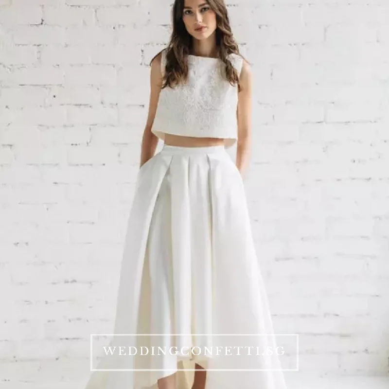 The Reneta Wedding Bridal Separates Crop Top Maxi & Skirt (Customisable/Available in 5 colours) Hooded Caped Shawl Collar The Reneta Wedding Bridal Separates Crop Top Maxi & Skirt (Customisable/Available in 5 colours) Hooded Caped Shawl Collar
