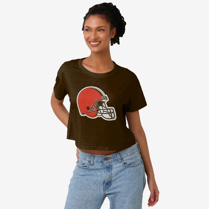 Cleveland Browns Womens Solid Big Logo Crop Top Jersey Fabric Tulle Fabric Batik Fabric Cleveland Browns Womens Solid Big Logo Crop Top Jersey Fabric Tulle Fabric Batik Fabric
