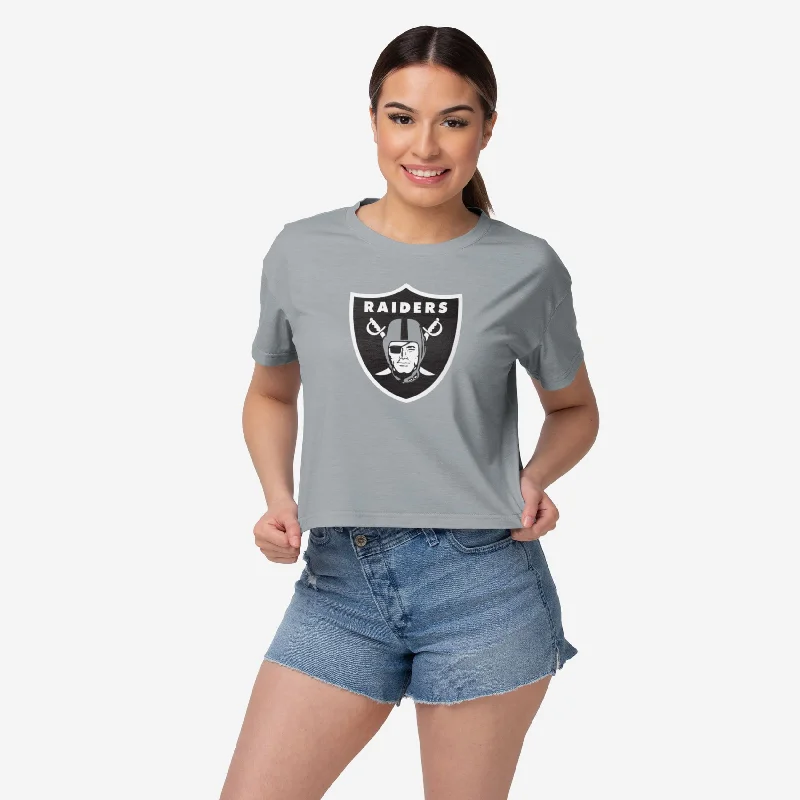 Las Vegas Raiders Womens Alternate Team Color Crop Top Notch Collar Peter Pan Collar Cowl Neck Las Vegas Raiders Womens Alternate Team Color Crop Top Notch Collar Peter Pan Collar Cowl Neck