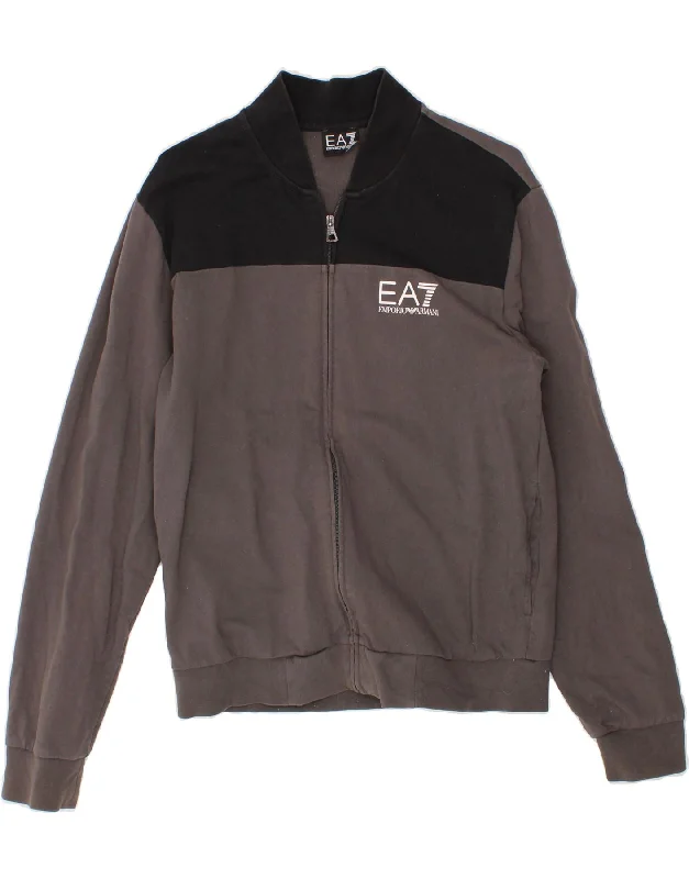 EMPORIO ARMANI Womens Tracksuit Top Jacket UK 14 Medium Grey Colourblock Boat Neck Shawl Collar Notched Collar EMPORIO ARMANI Womens Tracksuit Top Jacket UK 14 Medium Grey Colourblock Boat Neck Shawl Collar Notched Collar