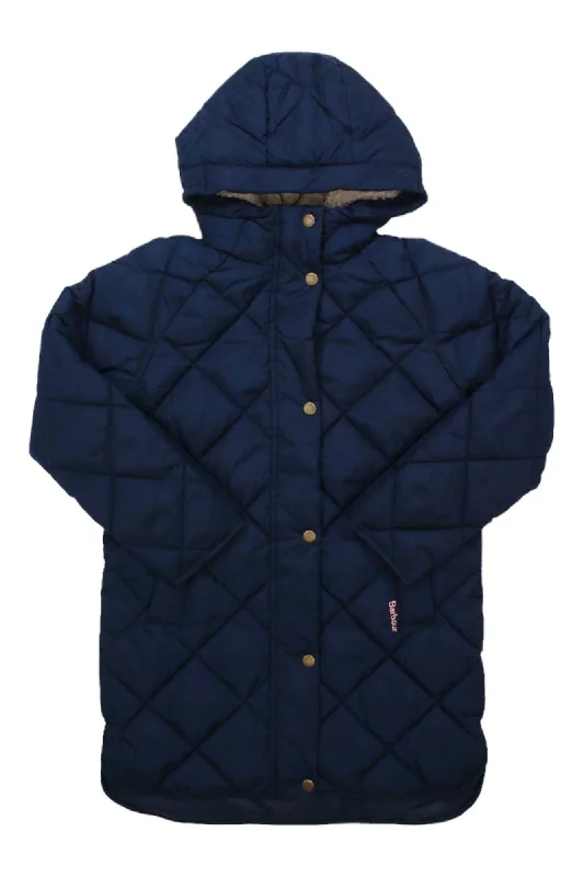 Barbour Girls Sandyford Quilt Jacket Stand-Up Collar Roll-Neck Collar Turtle Neck