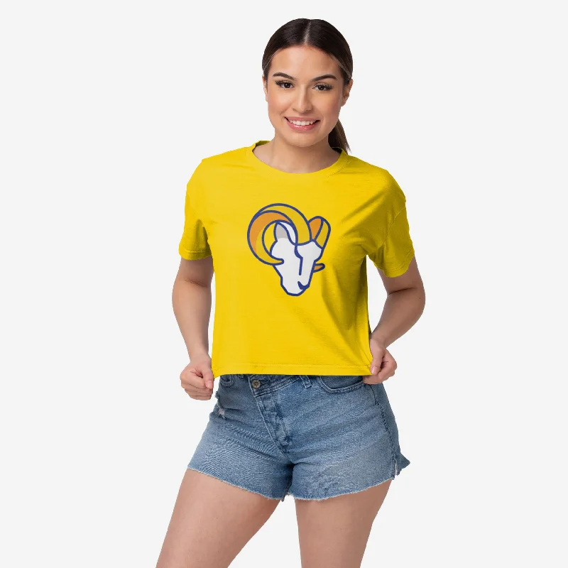 Los Angeles Rams Womens Alternate Team Color Crop Top Spandex Blend Rayon Blend Denim Blend Los Angeles Rams Womens Alternate Team Color Crop Top Spandex Blend Rayon Blend Denim Blend