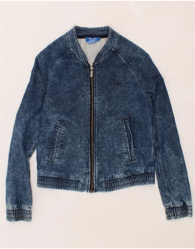 ADIDAS Womens Denim Jacket UK 8 Small Navy Blue Cotton Welt Pockets Slit Pockets Flap Pockets ADIDAS Womens Denim Jacket UK 8 Small Navy Blue Cotton Welt Pockets Slit Pockets Flap Pockets