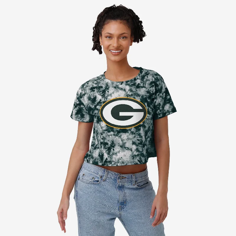 Green Bay Packers Womens Tie-Dye Big Logo Crop Top Chenille Blend Fleece Blend Nylon Blend Green Bay Packers Womens Tie-Dye Big Logo Crop Top Chenille Blend Fleece Blend Nylon Blend