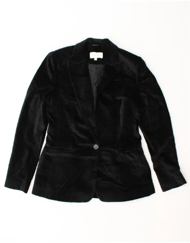 REISS Womens Velvet 1 Button Blazer Jacket UK 10 Small Black Cotton Striped Jacket Polka Dot Jacket Floral Jacket