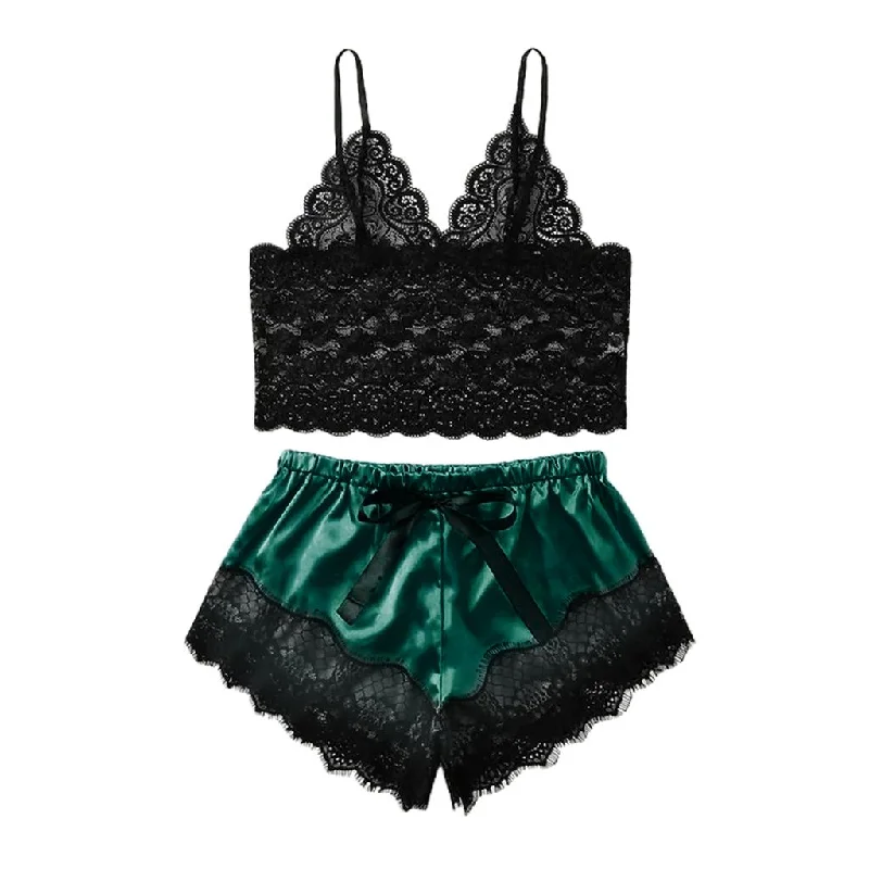 Maxbell Women Sexy Lace Vest Crop Tops Panty Lingerie Sleepwear Deep Green L Collared Crop Top Boat Neck A-Line Maxbell Women Sexy Lace Vest Crop Tops Panty Lingerie Sleepwear Deep Green L Collared Crop Top Boat Neck A-Line