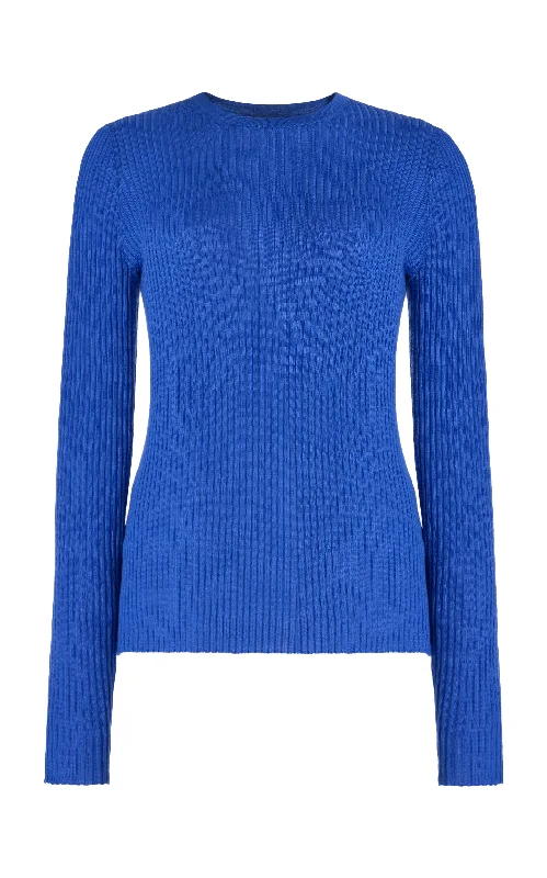 Browning Knit Sweater in Sapphire Cashmere Silk Cotton Fabric Linen Fabric Terry Fabric Browning Knit Sweater in Sapphire Cashmere Silk Cotton Fabric Linen Fabric Terry Fabric