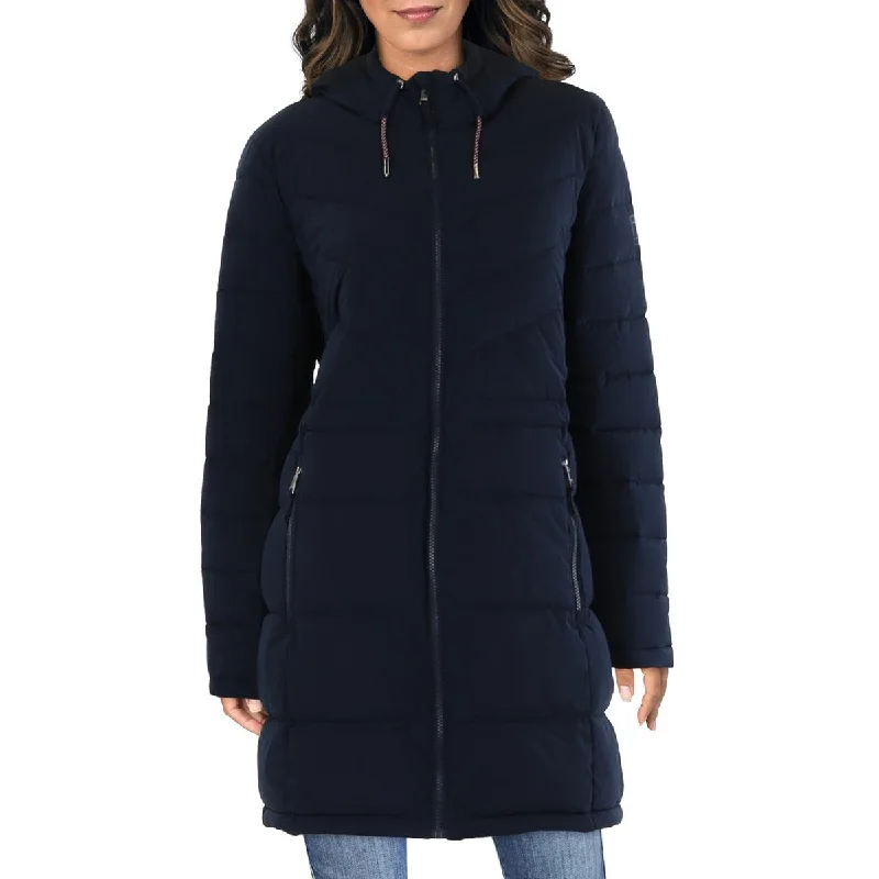 Womens Quilted Midi Puffer Jacket Toggled Jacket Drawstring Jacket Belted Jacket