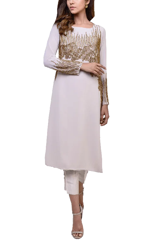 Natasha Kamal - Leia Georgette Tunic With Lining & Raw Silk Trousers Trousers Pleated Formal Natasha Kamal - Leia Georgette Tunic With Lining & Raw Silk Trousers Trousers Pleated Formal