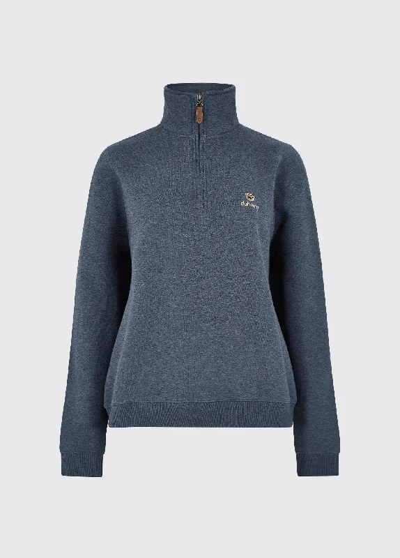 Castlemartyr Women's Quarter Zip Sweatshirt - Denim Hoodie with Cuffed Sleeves Snug Secure Castlemartyr Women's Quarter Zip Sweatshirt - Denim Hoodie with Cuffed Sleeves Snug Secure