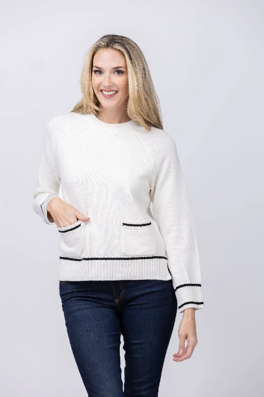 DH New York Sweater Pocket Top in Black and White Knit Fabric Woven Fabric Fleece Fabric DH New York Sweater Pocket Top in Black and White Knit Fabric Woven Fabric Fleece Fabric