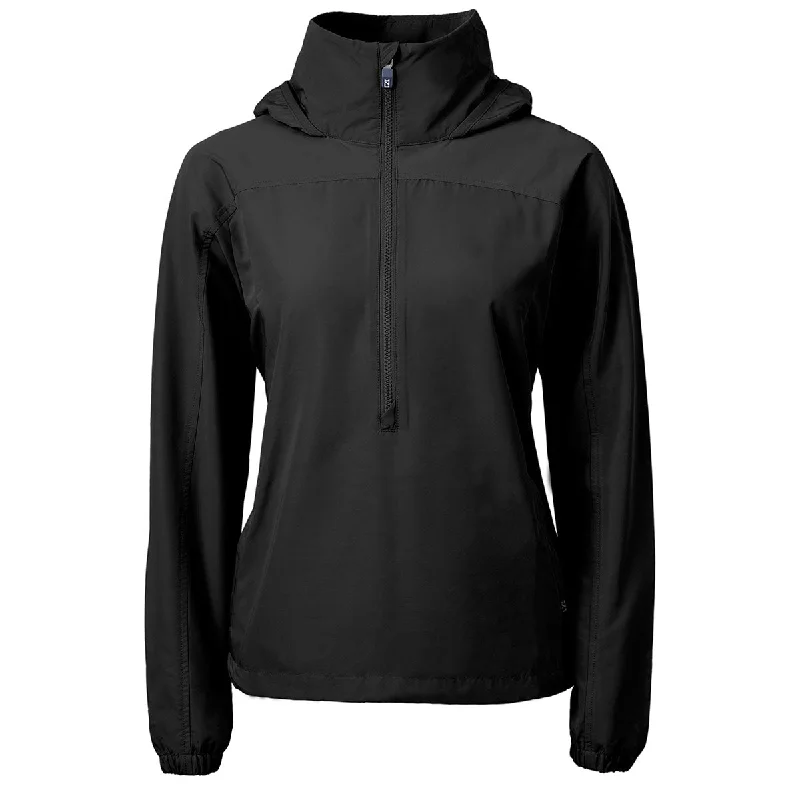 Cutter & Buck Women's Black Charter Eco Recycled Anorak Jacket Satin Fabric Silk Fabric Chiffon Fabric
