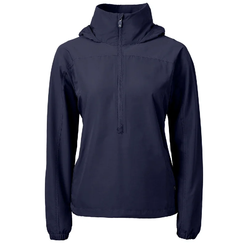 Cutter & Buck Women's Navy Blue Charter Eco Recycled Anorak Jacket Fleece Fabric Down Fabric Feather Fabric