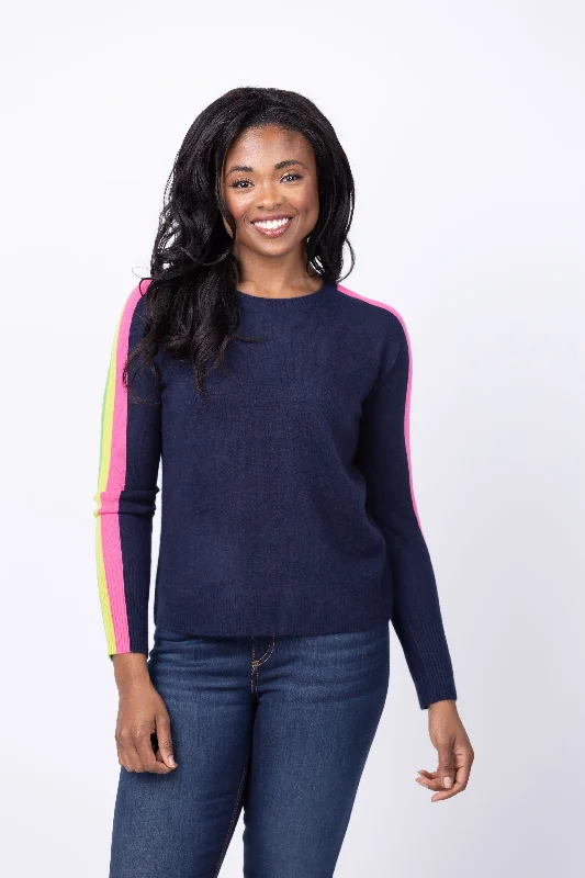 J. Society Bright Long Sleeve Sweater in Navy Fleece Fabric Down Fabric Feather Fabric J. Society Bright Long Sleeve Sweater in Navy Fleece Fabric Down Fabric Feather Fabric