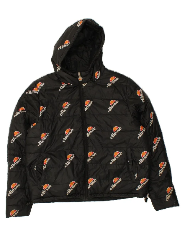 ELLESSE Womens Graphic Reversible Padded Jacket UK 14 Large Black Faux Fur Jacket Real Fur Jacket Shearling Jacket ELLESSE Womens Graphic Reversible Padded Jacket UK 14 Large Black Faux Fur Jacket Real Fur Jacket Shearling Jacket