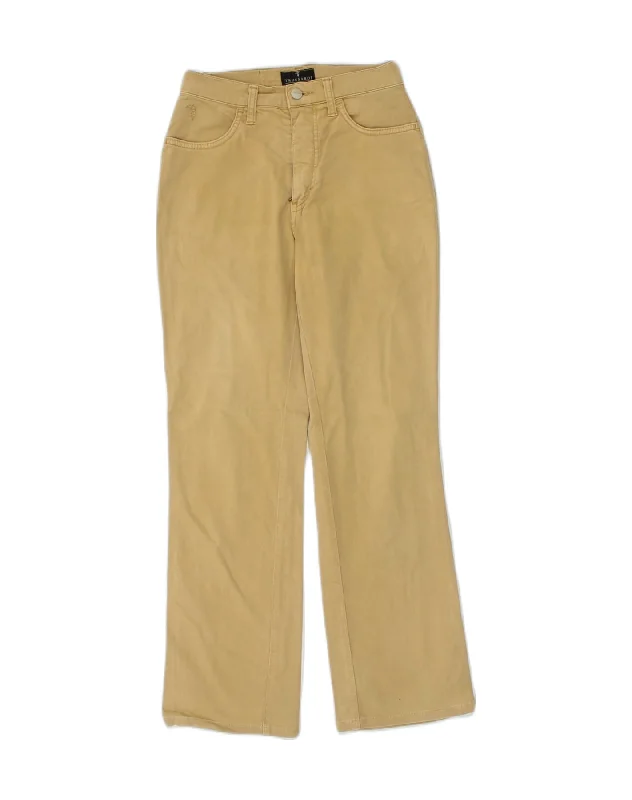 TRUSSARDI Womens Straight Casual Trousers W25 L27 Khaki Cotton Trousers stylish modern TRUSSARDI Womens Straight Casual Trousers W25 L27 Khaki Cotton Trousers stylish modern