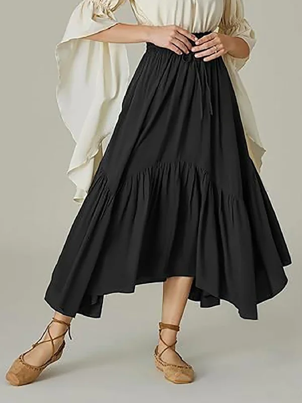 Hazel Blues® |  Smocked Waist Band Ruched Layered Skirt wool skirt warm