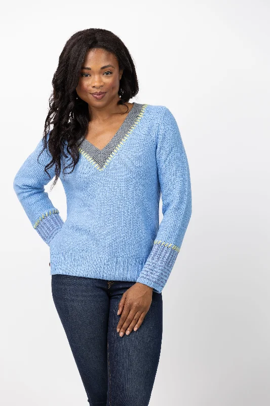 Nic + Zoe Tipped Textured Sweater in Blue Multi Mesh Blend Leather Blend Suede Blend Nic + Zoe Tipped Textured Sweater in Blue Multi Mesh Blend Leather Blend Suede Blend
