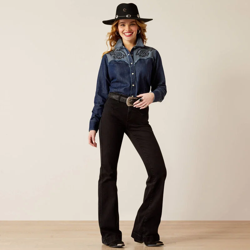 Ariat Ladies High Rise Dixie Slim Trouser Jeans - Black - 10054301 Trousers Print Floral Ariat Ladies High Rise Dixie Slim Trouser Jeans - Black - 10054301 Trousers Print Floral