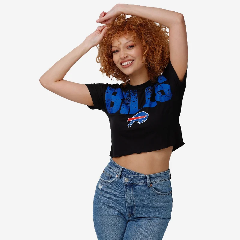Buffalo Bills Womens Distressed Wordmark Crop Top Knit Fabric Woven Fabric Fleece Fabric Buffalo Bills Womens Distressed Wordmark Crop Top Knit Fabric Woven Fabric Fleece Fabric