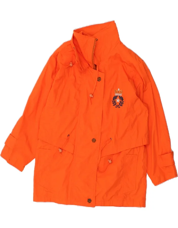VINTAGE Womens Oversized Utility Jacket UK 10 Small Orange Polyester Ribbed Jacket Pleated Jacket Ruffled Jacket