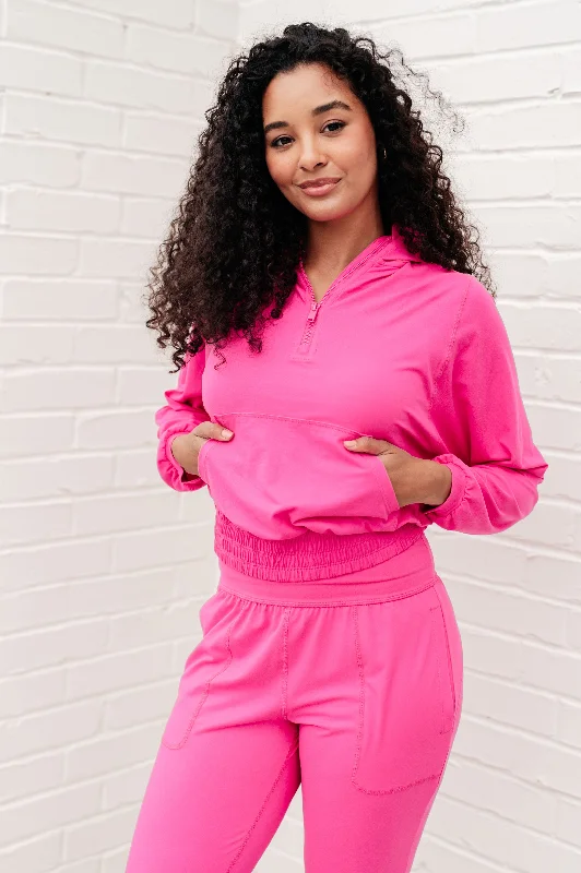 Hazel Blues® | Morning Run Half Zip Hoodie in Sonic Pink Hoodie Dress Longline Feminine Hazel Blues® | Morning Run Half Zip Hoodie in Sonic Pink Hoodie Dress Longline Feminine