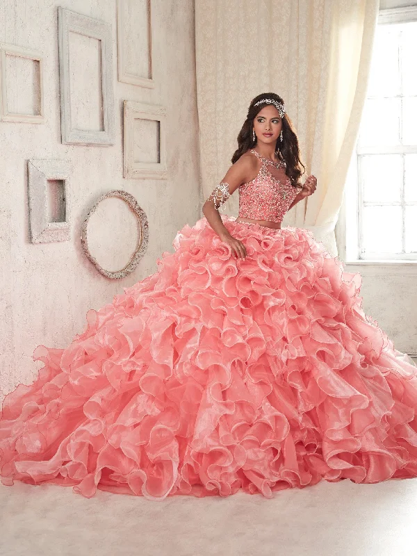 Ruffled Crop Top Quinceanera Dress by House of Wu 26830 Houndstooth Herringbone Solid Ruffled Crop Top Quinceanera Dress by House of Wu 26830 Houndstooth Herringbone Solid