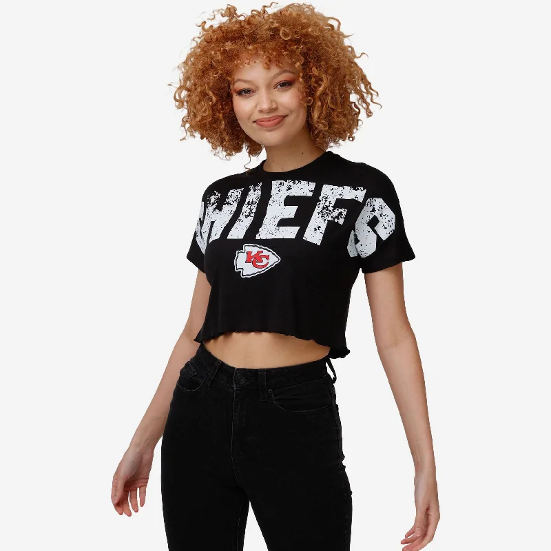 Kansas City Chiefs Womens Distressed Wordmark Crop Top Knit Fabric Woven Fabric Fleece Fabric Kansas City Chiefs Womens Distressed Wordmark Crop Top Knit Fabric Woven Fabric Fleece Fabric