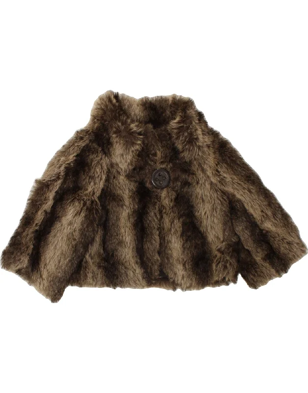 ZARA Womens 3/4 Sleeve Faux Fur Bolero Jacket UK 14 Large Brown Striped Denim Jacket Leather Jacket Suede Jacket ZARA Womens 3/4 Sleeve Faux Fur Bolero Jacket UK 14 Large Brown Striped Denim Jacket Leather Jacket Suede Jacket