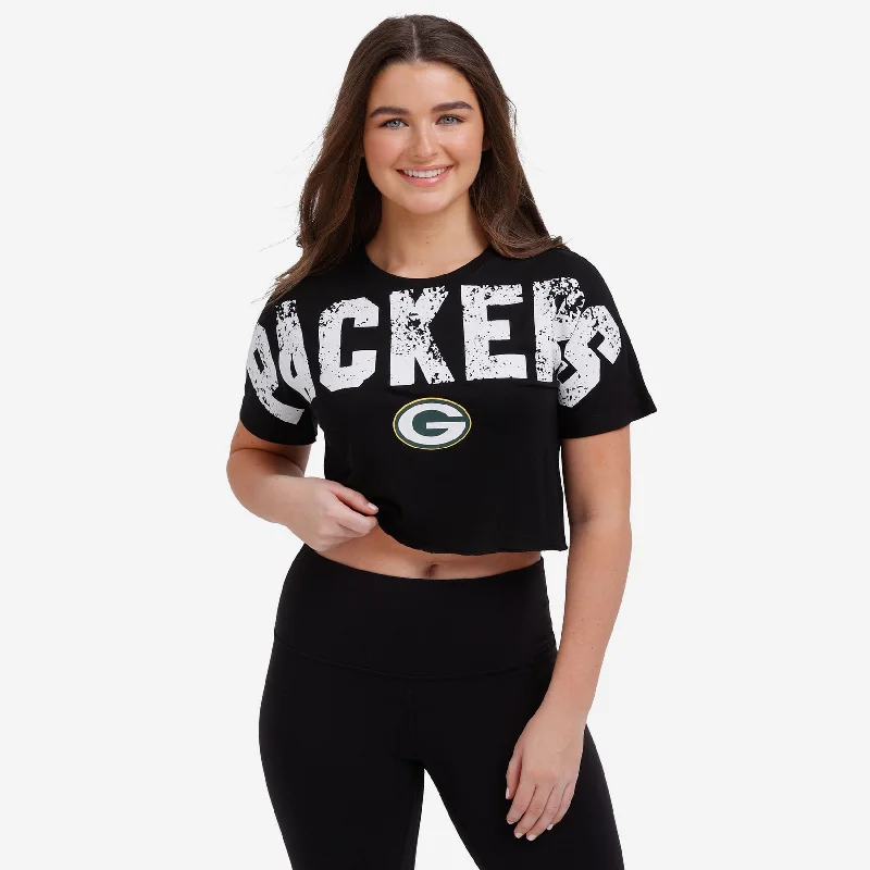 Green Bay Packers Womens Distressed Wordmark Crop Top Ribbed Crop Top High Neck Heavyweight Green Bay Packers Womens Distressed Wordmark Crop Top Ribbed Crop Top High Neck Heavyweight