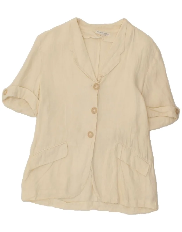 ANTONIO D'ERRICO Womens Short Sleeve Blazer Jacket IT 40 Small Beige Cotton Jacket Linen Jacket Terry Jacket ANTONIO D'ERRICO Womens Short Sleeve Blazer Jacket IT 40 Small Beige Cotton Jacket Linen Jacket Terry Jacket