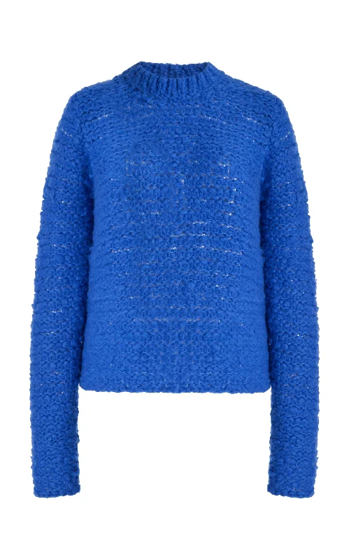 Durand Knit Sweater in Sapphire Welfat Cashmere Fleece Fabric Down Fabric Feather Fabric Durand Knit Sweater in Sapphire Welfat Cashmere Fleece Fabric Down Fabric Feather Fabric