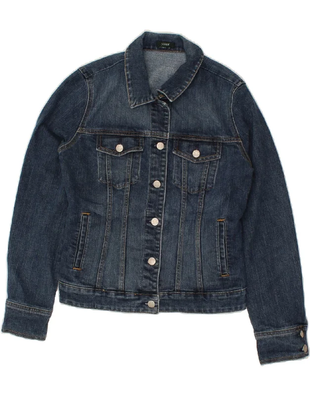 J. CREW Womens Denim Jacket UK 10 Small Blue Front Pockets Side Pockets Patch Pockets