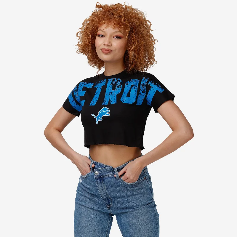 Detroit Lions Womens Distressed Wordmark Crop Top Wool Fabric Cashmere Fabric Tweed Fabric Detroit Lions Womens Distressed Wordmark Crop Top Wool Fabric Cashmere Fabric Tweed Fabric