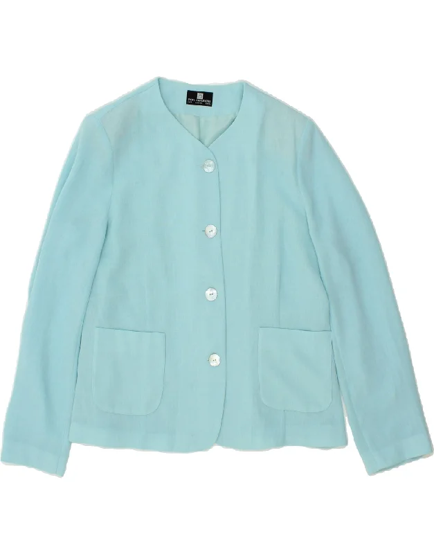 VINTAGE Womens 4 Button Blazer Jacket UK 16 Large Blue Polyester Rayon Fabric Velvet Fabric Corduroy Fabric